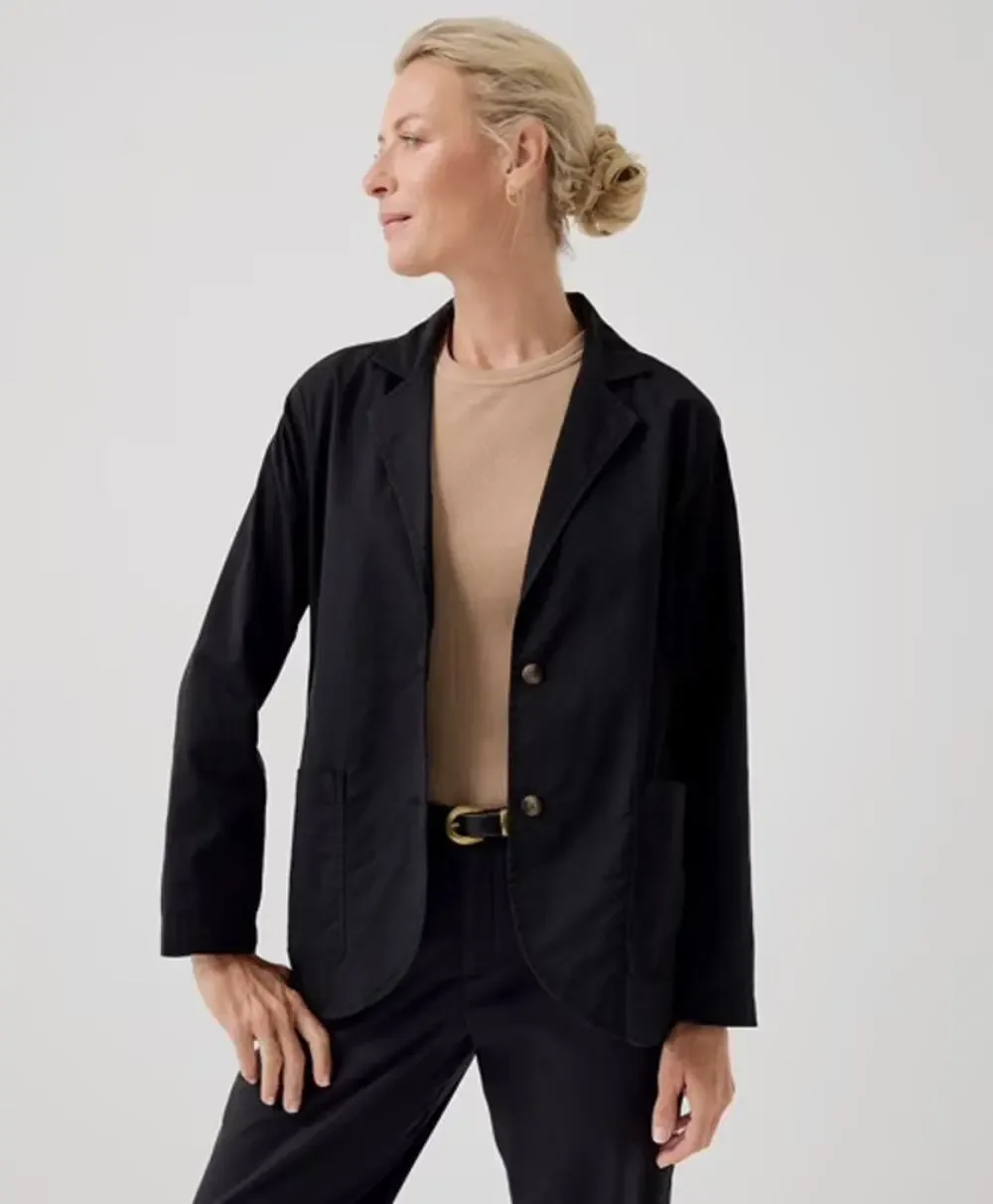 Pact Cotton Twill Blazer Womens Sz Medium Workwear Career Organic Cotton